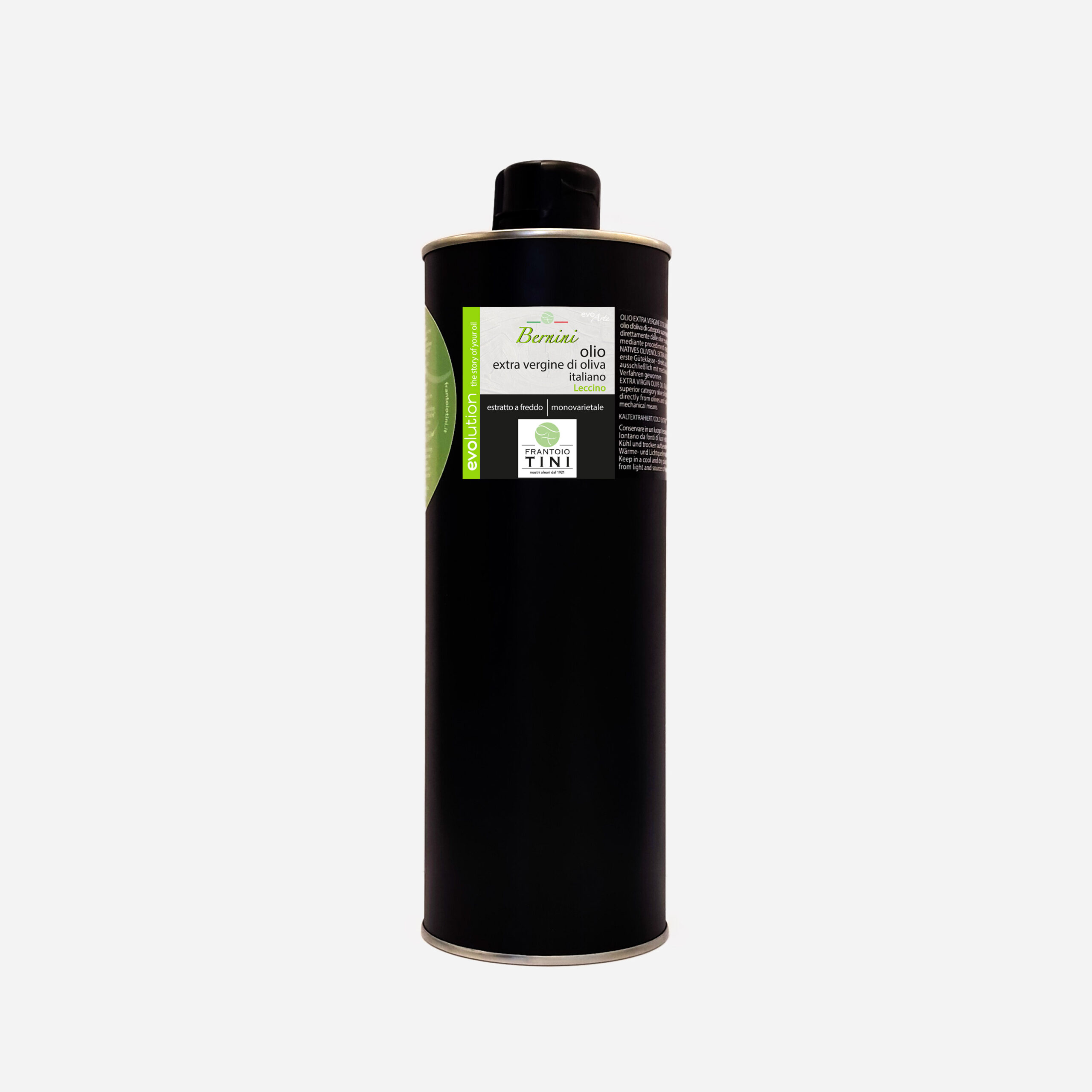 Lattina da 1L di Olio Extravergine di Oliva Bernini Monocultivar Leccino estratto a freddo - Frantoio Tini.